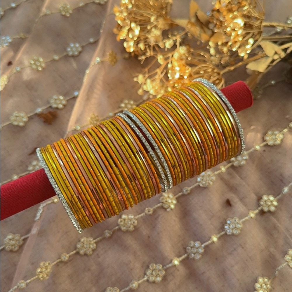 Golden and Orange Bangle Set